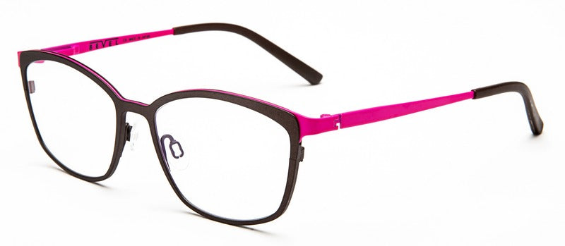 Bevel Jessica F in Granite/Pink Lipstick, handmade Japanese eyewear at Visionary Optics NYC