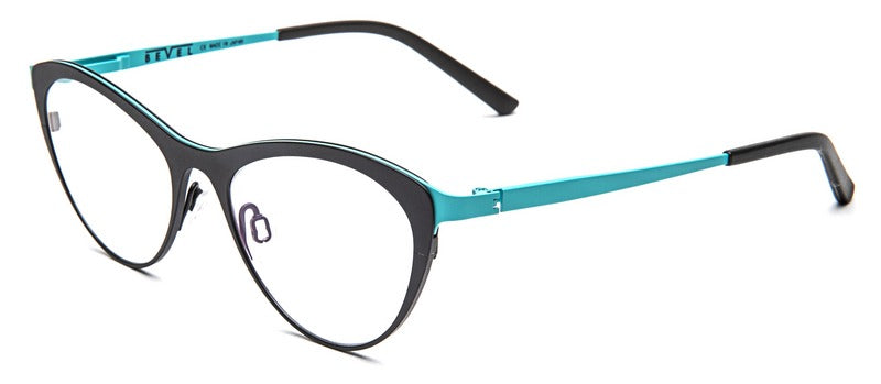 Bevel Sonoma in Black Carbon/Aqua Sky, handmade Japanese eyewear at Visionary Optics NYC