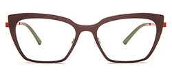 Bevel Jeune Lion in Eath Warm Red, handmade Japanese eyewear at Visionary Optics NYC