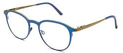 Bevel Jorja in Marine Blue/Olive Oil, handmade Japanese eyewear at Visionary Optics NYC