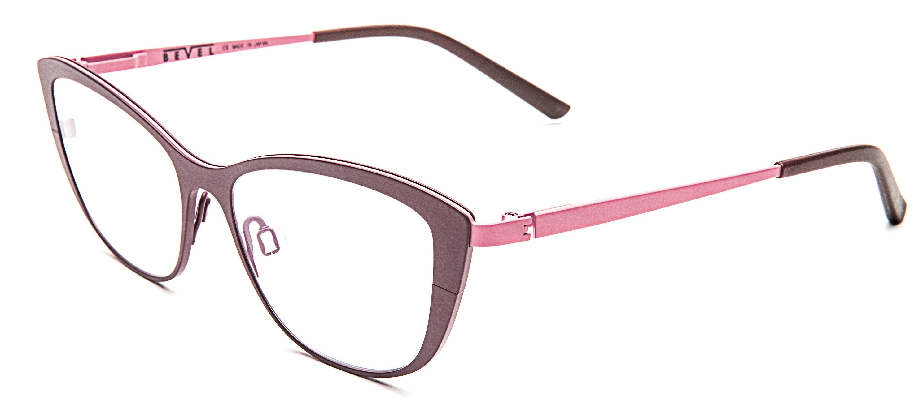 Bevel Darjeeling in Syrah Pastel Pink, handmade Japanese eyewear at Visionary Optics NYC