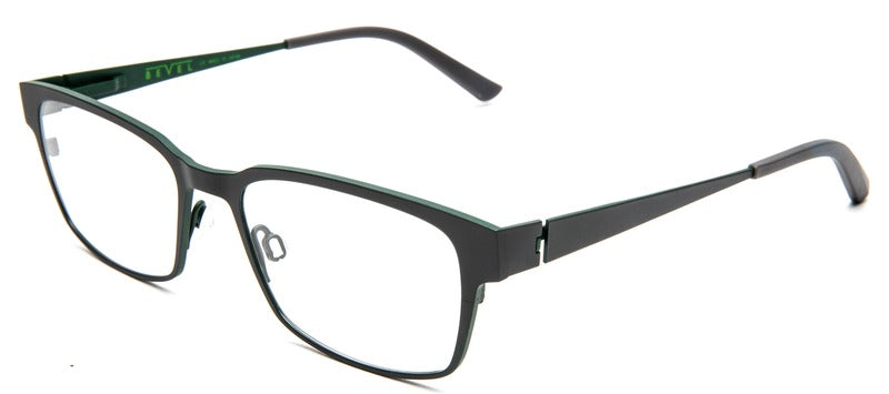 Bevel Duck Hook in Gun Grey/Forest Green, handmade Japanese eyewear at Visionary Optics NYC
