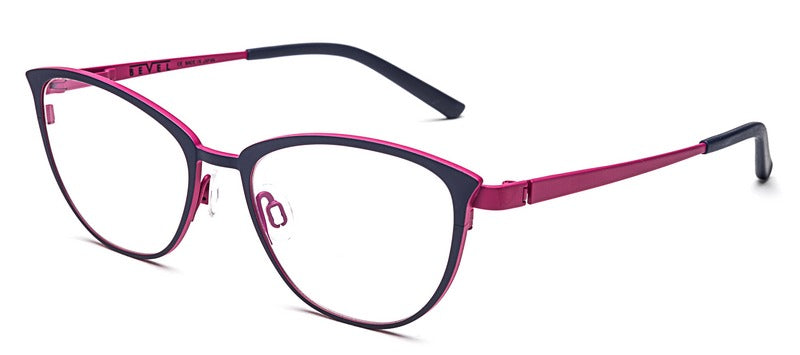 Bevel Rosalind in Decaf Brown/Turks Blue, handmade Japanese eyewear at Visionary Optics NYC