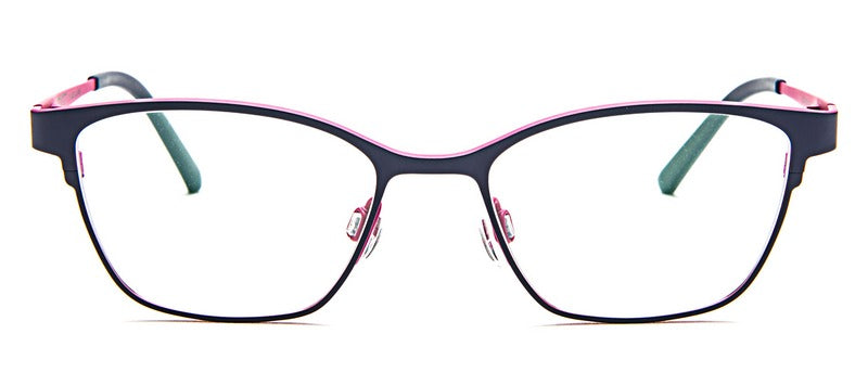Bevel Riad in Deep Blue/Pink, handmade Japanese eyewear at Visionary Optics NYC