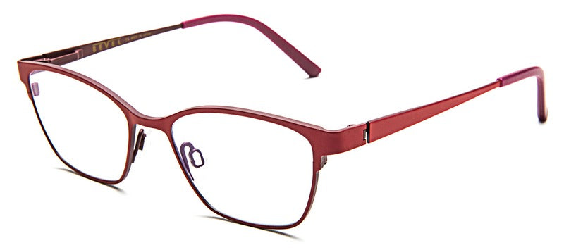 Bevel Riad in Warm Red/Eggplant, handmade Japanese eyewear at Visionary Optics NYC
