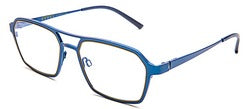 Bevel Sunflower in Marine Blue/Olive Oil, handmade Japanese eyewear at Visionary Optics NYC