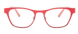Bevel NO Way in Warm Red/Eggplant, handmade Japanese eyewear at Visionary Optics NYC