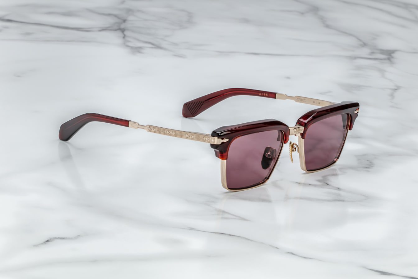 Jacques Marie Mage Alin (Sunglasses) in 24 Burgundy Mahogany - Side View