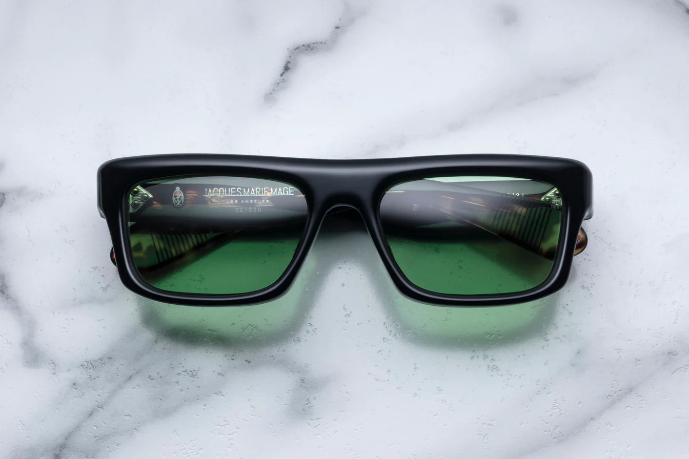 Jacques Marie Mage Cleavon in 01 Noir Fresh Green - Luxury Eyewear