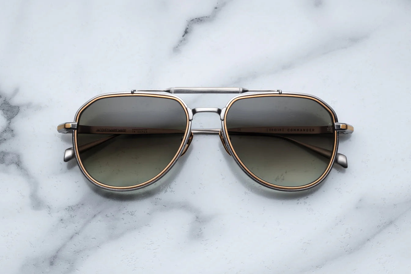 Jacques Marie Mage Commander in 41 Silver Light Bottle Green Gradient - Luxury Eyewear