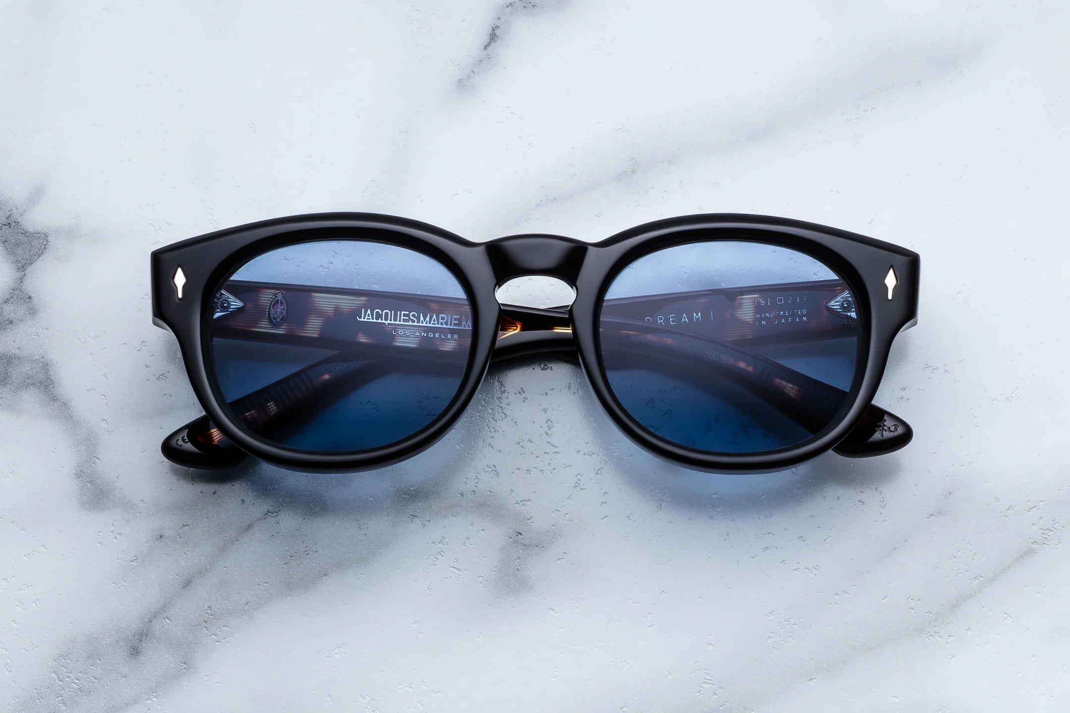 Jacques Marie Mage John & Yoko Dr. Dream in 01 Noir Cerulean - Luxury Eyewear