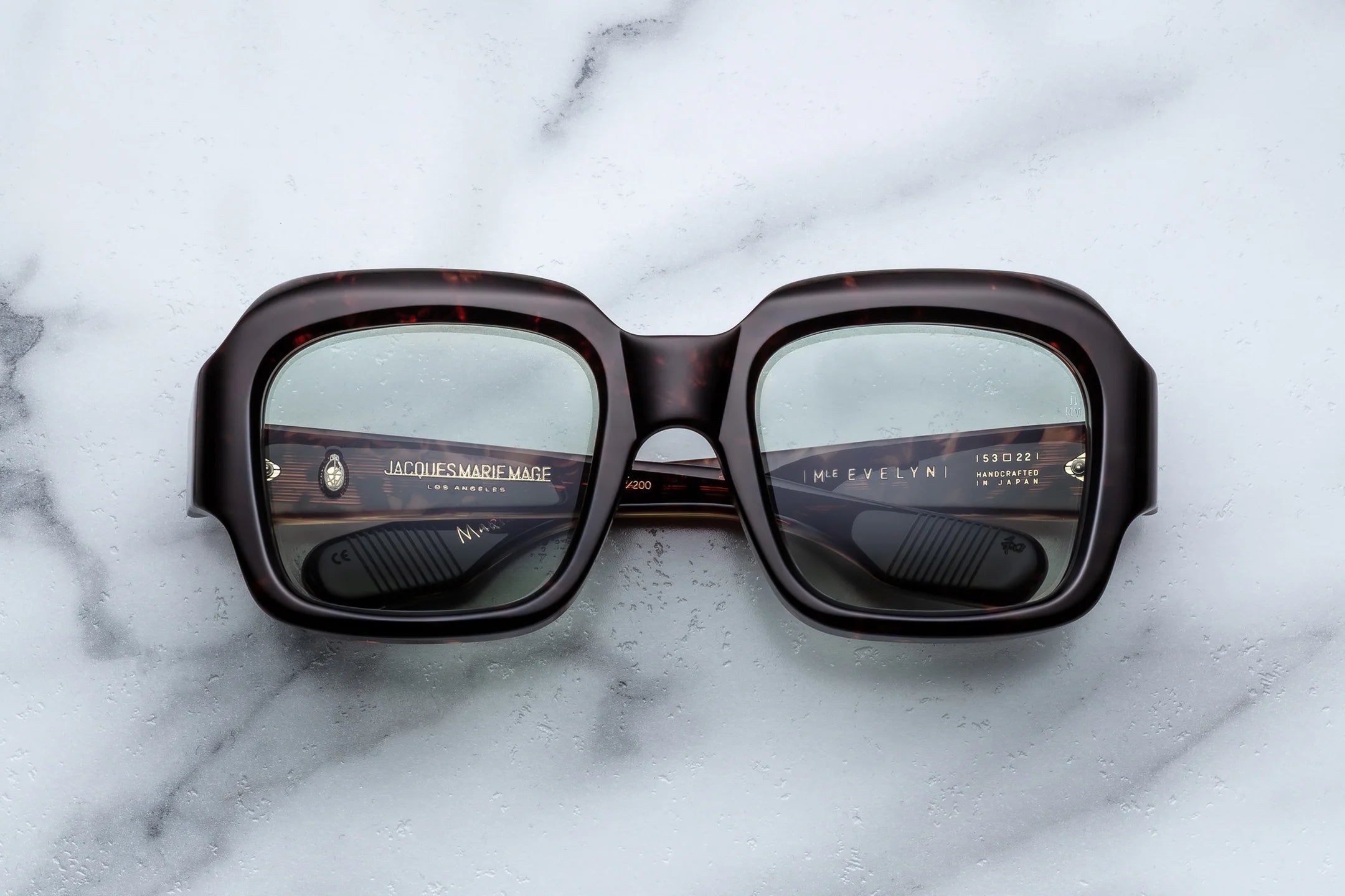 Jacques Marie Mage Evelyn in H19 Yesterday Light Bottle Gree - Luxury Eyewear