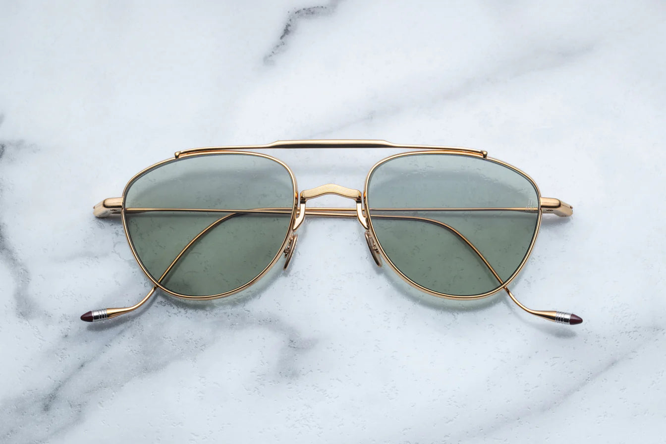 Jacques Marie Mage Flynn in 40 Gold Light Bottle Green - Luxury Eyewear