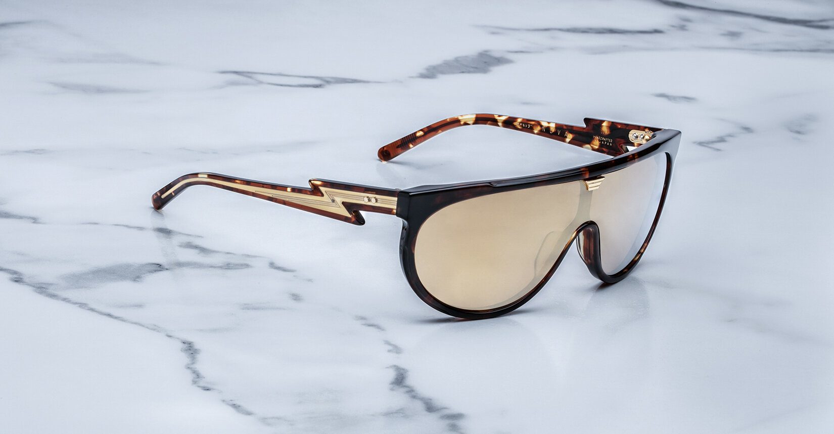 Jacques Marie Mage Nova in 3T Dark Havana Gold Mirror - Side View