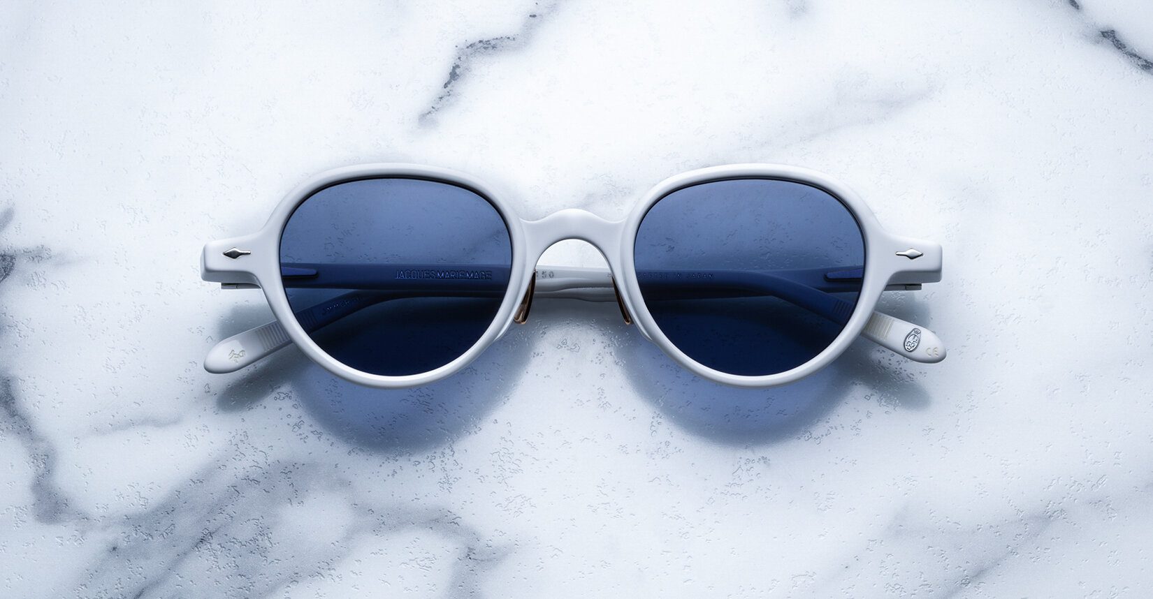 Jacques Marie Mage The Clark (Sunglasses) in 4B White Dark Blue - Luxury Eyewear