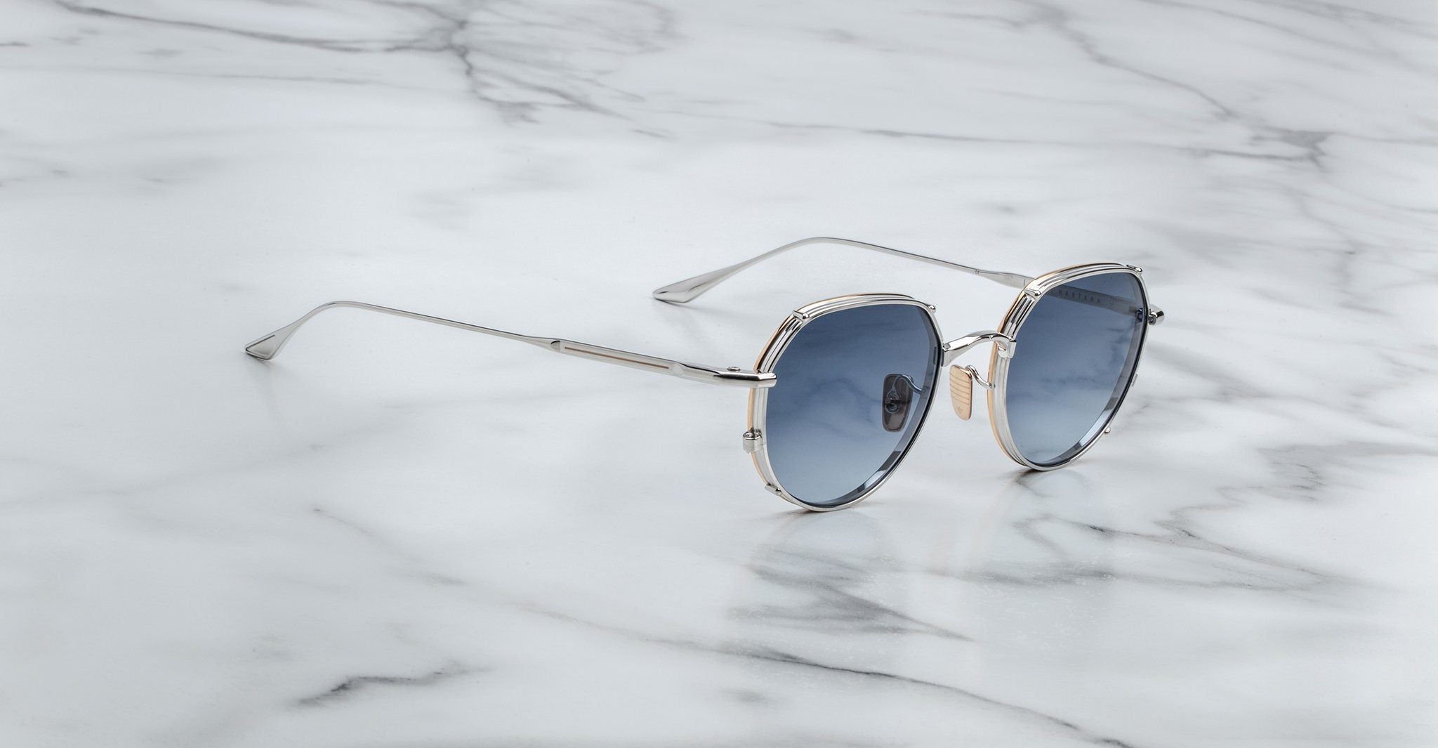 Jacques Marie Mage Hartana (Sunglasses) in 86 Silver 2 Denim Gradient - Luxury Eyewear