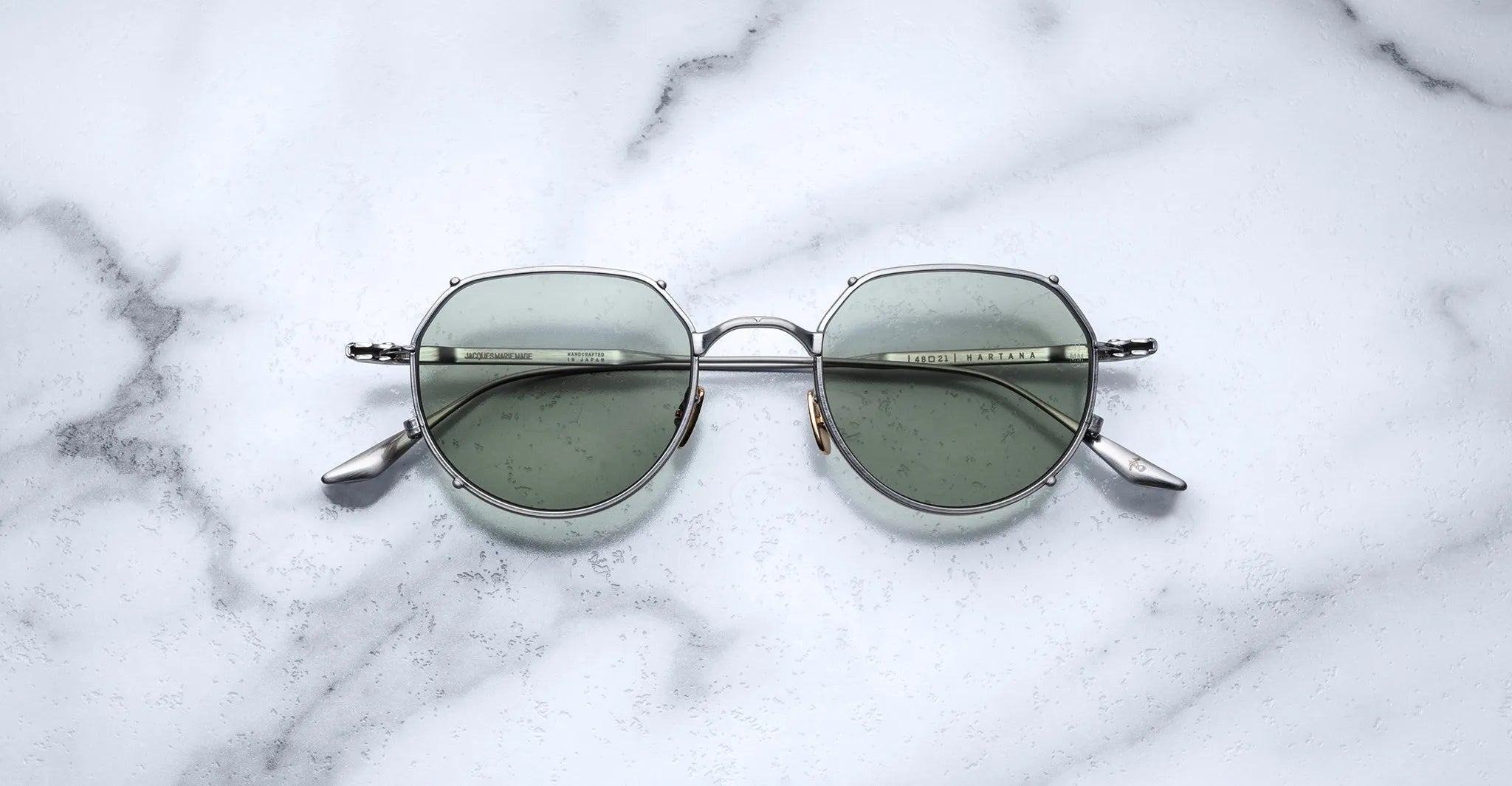 Jacques Marie Mage Hartana (Sunglasses) in 41 Silver Bottle Green - Luxury Eyewear