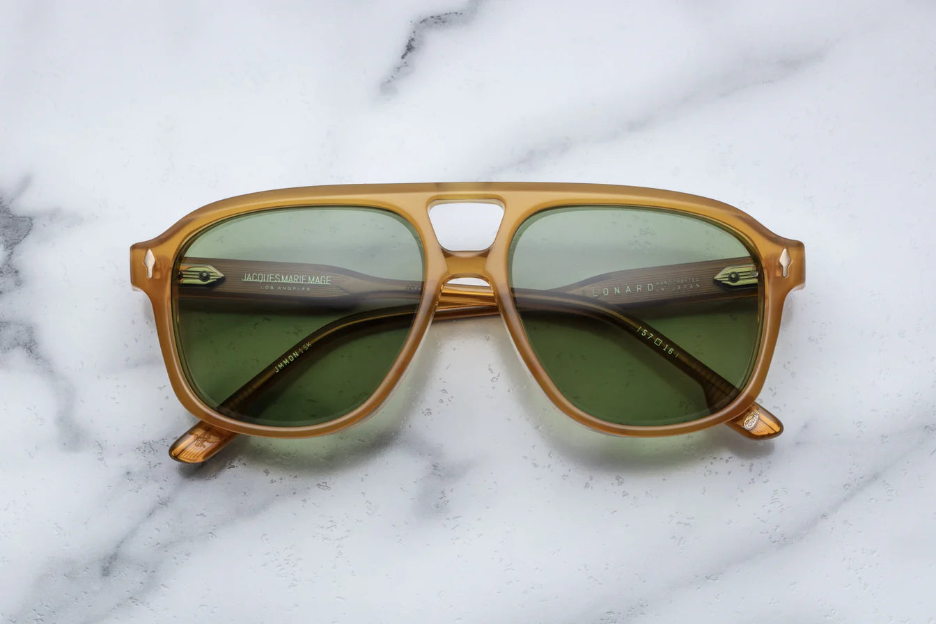 Jacques Marie Mage Leonard in 15K Honey Verde Glass Jmm Leonard Honey - Luxury Eyewear