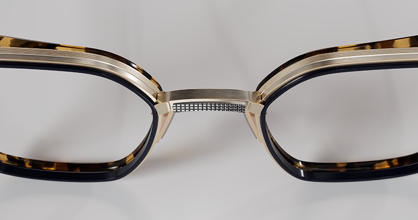 Masunaga MOC 004 Color B — Antique 12K Gold / Navy – Tortoise