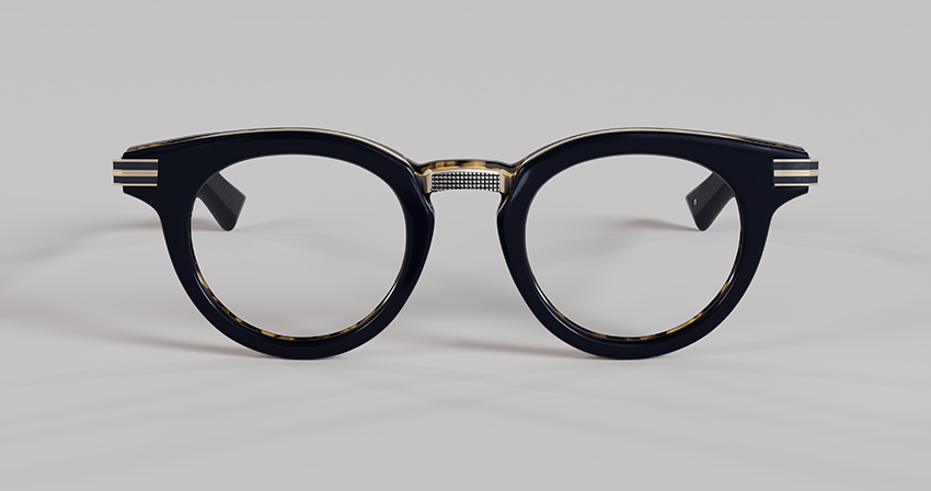 Masunaga MOC 006 Color B — Antique 12K Gold / Navy – Tortoise