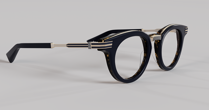 Masunaga MOC 006 Color B — Antique 12K Gold / Navy – Tortoise
