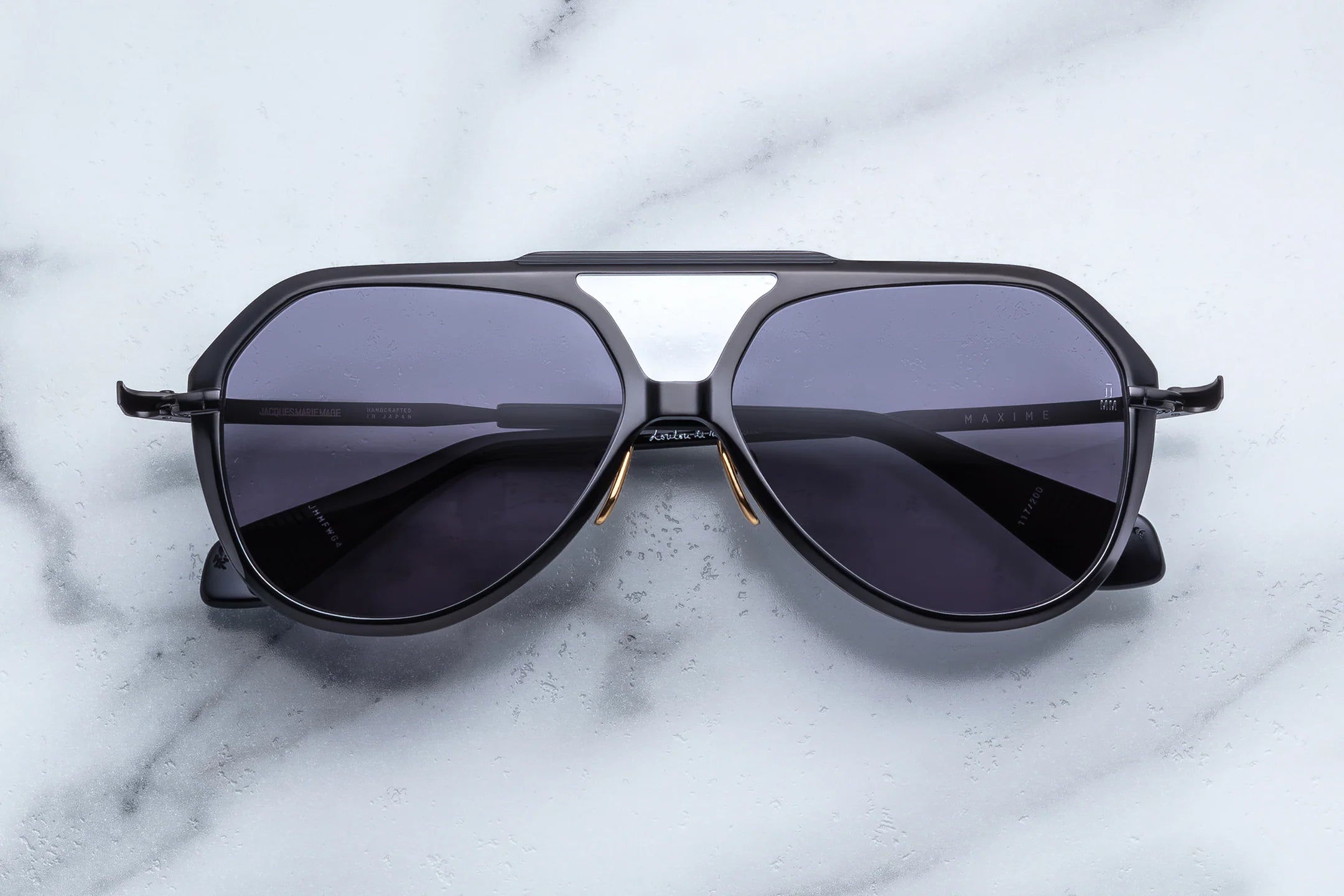 Jacques Marie Mage Maxime Sunglasses in G4 Charcoal CR39 Polished Black