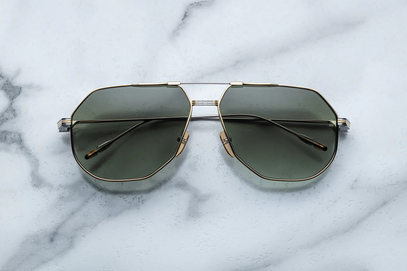 Jacques Marie Mage Reynold in 12S Electrum Light Bottle Green - Luxury Eyewear