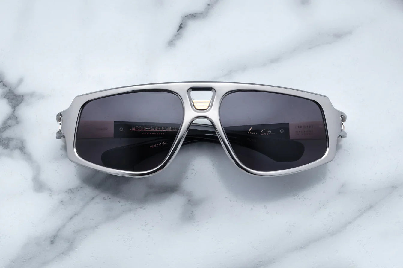 Jacques Marie Mage Scarface in 16K Platinum Jet - Luxury Eyewear