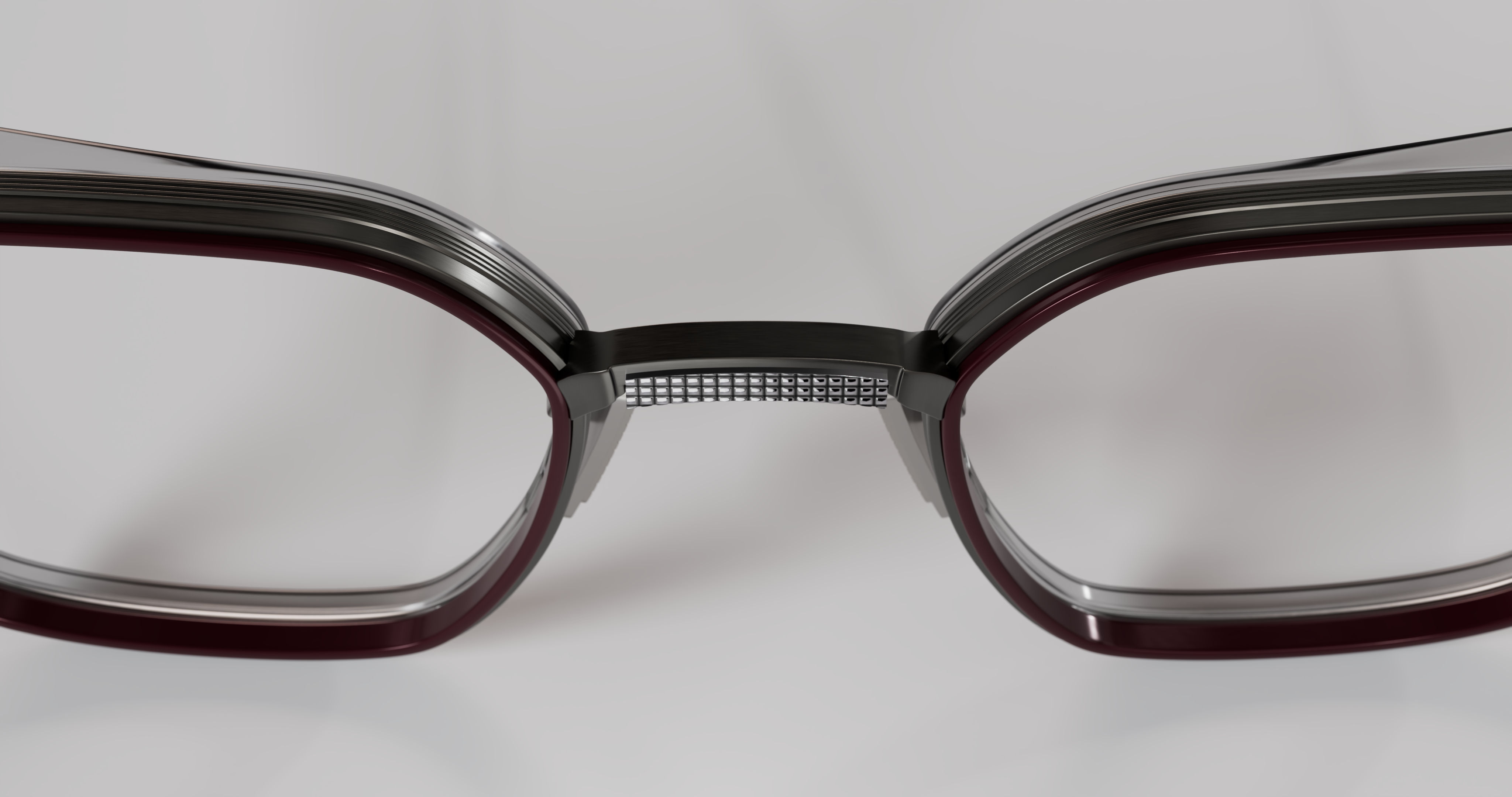 Masunaga MOC 004 Color A — Brushed Gunmetal / Burgundy – Grey Crystal