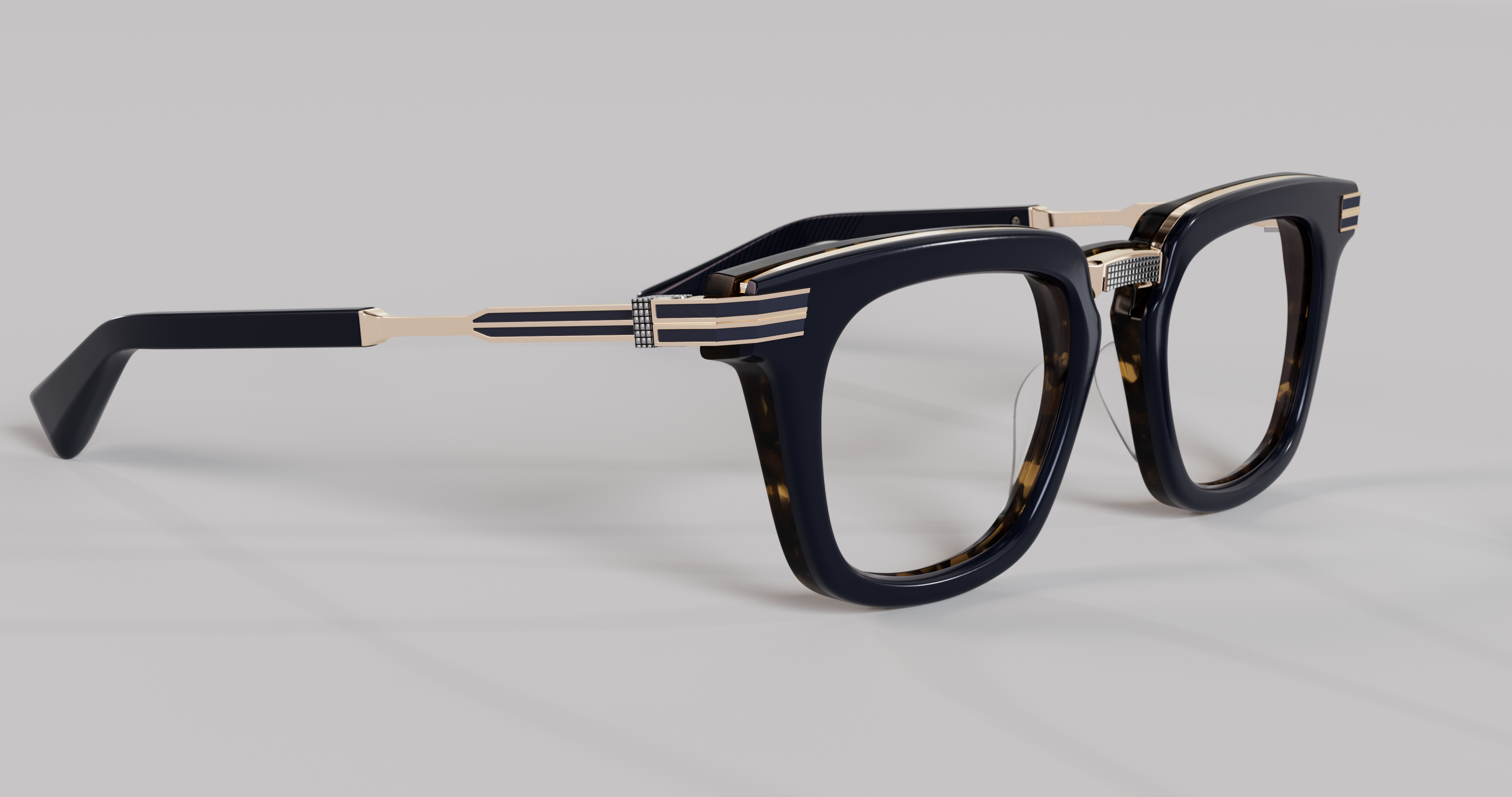 Masunaga MOC 005 Color B — Antique 12K Gold / Navy – Tortoise
