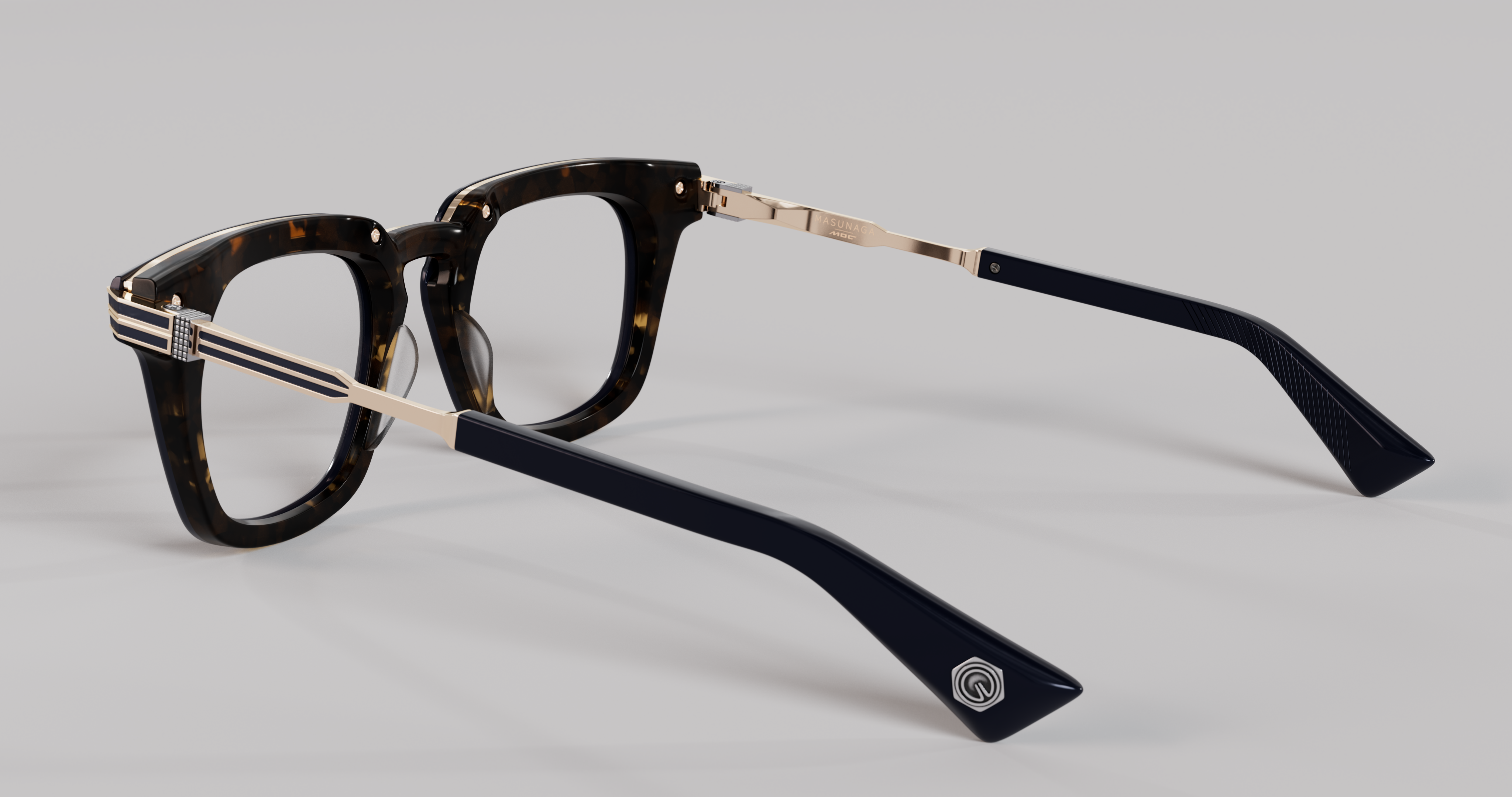 Masunaga MOC 005 Color B — Antique 12K Gold / Navy – Tortoise
