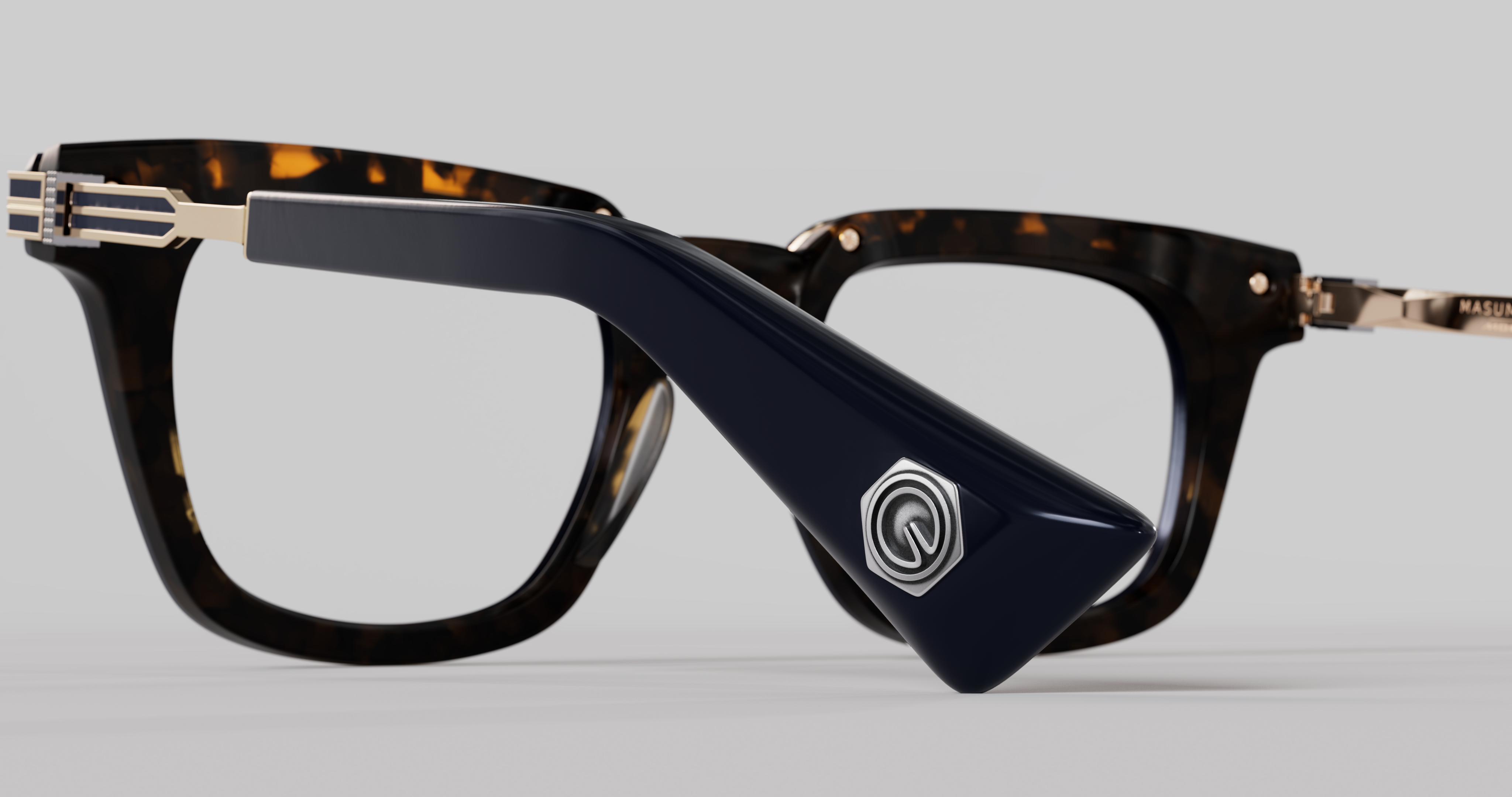 Masunaga MOC 005 Color B — Antique 12K Gold / Navy – Tortoise