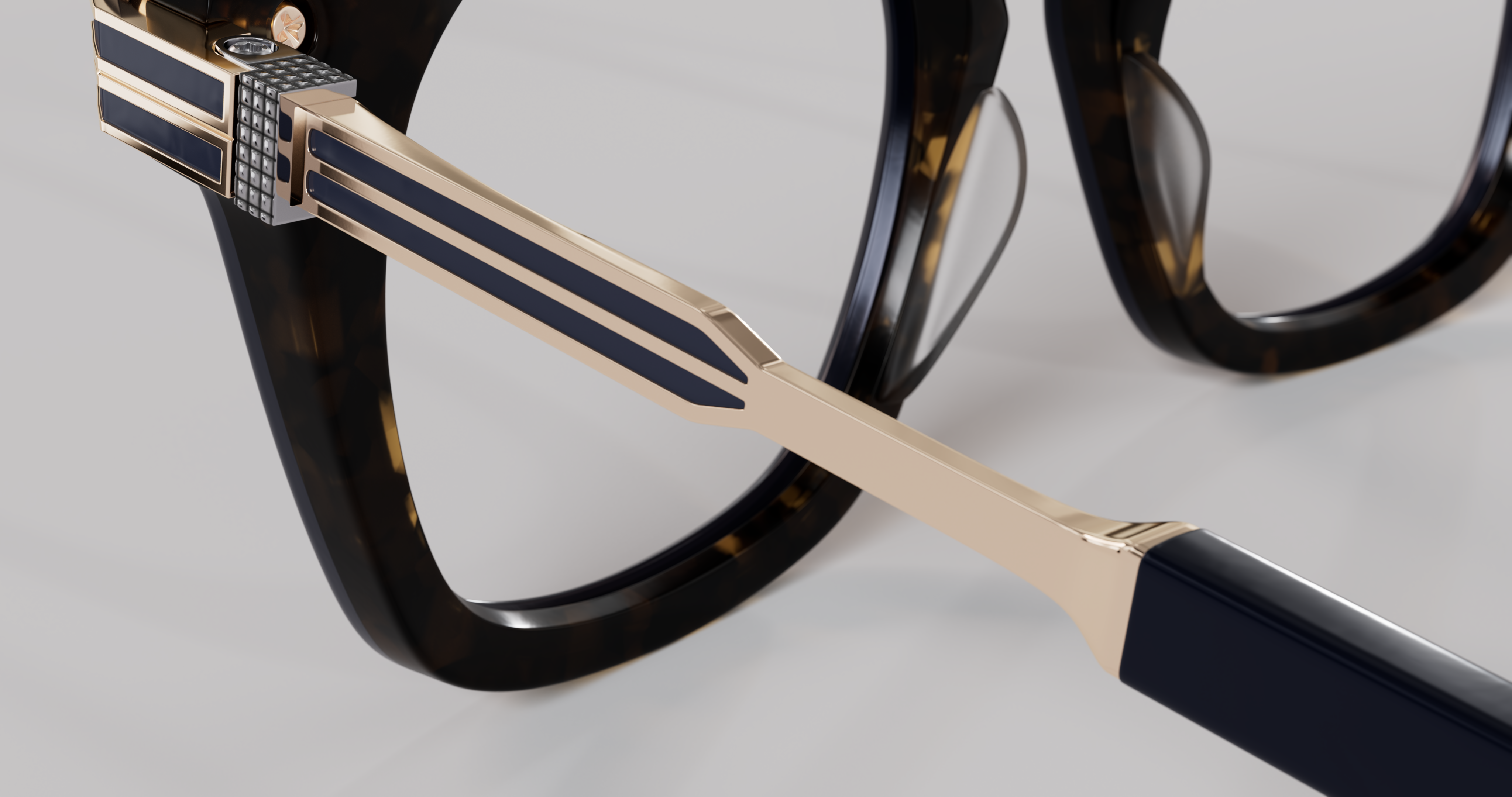 Masunaga MOC 005 Color B — Antique 12K Gold / Navy – Tortoise
