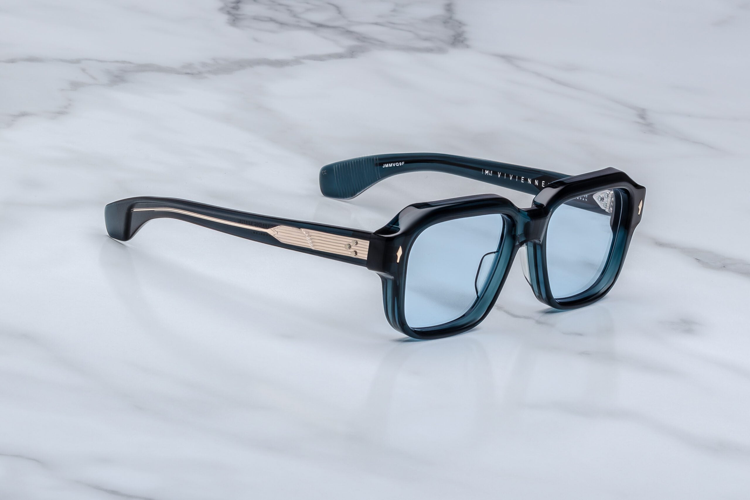 Jacques Marie Mage Vivienne in 9F Indigo Serene Blue - Side View