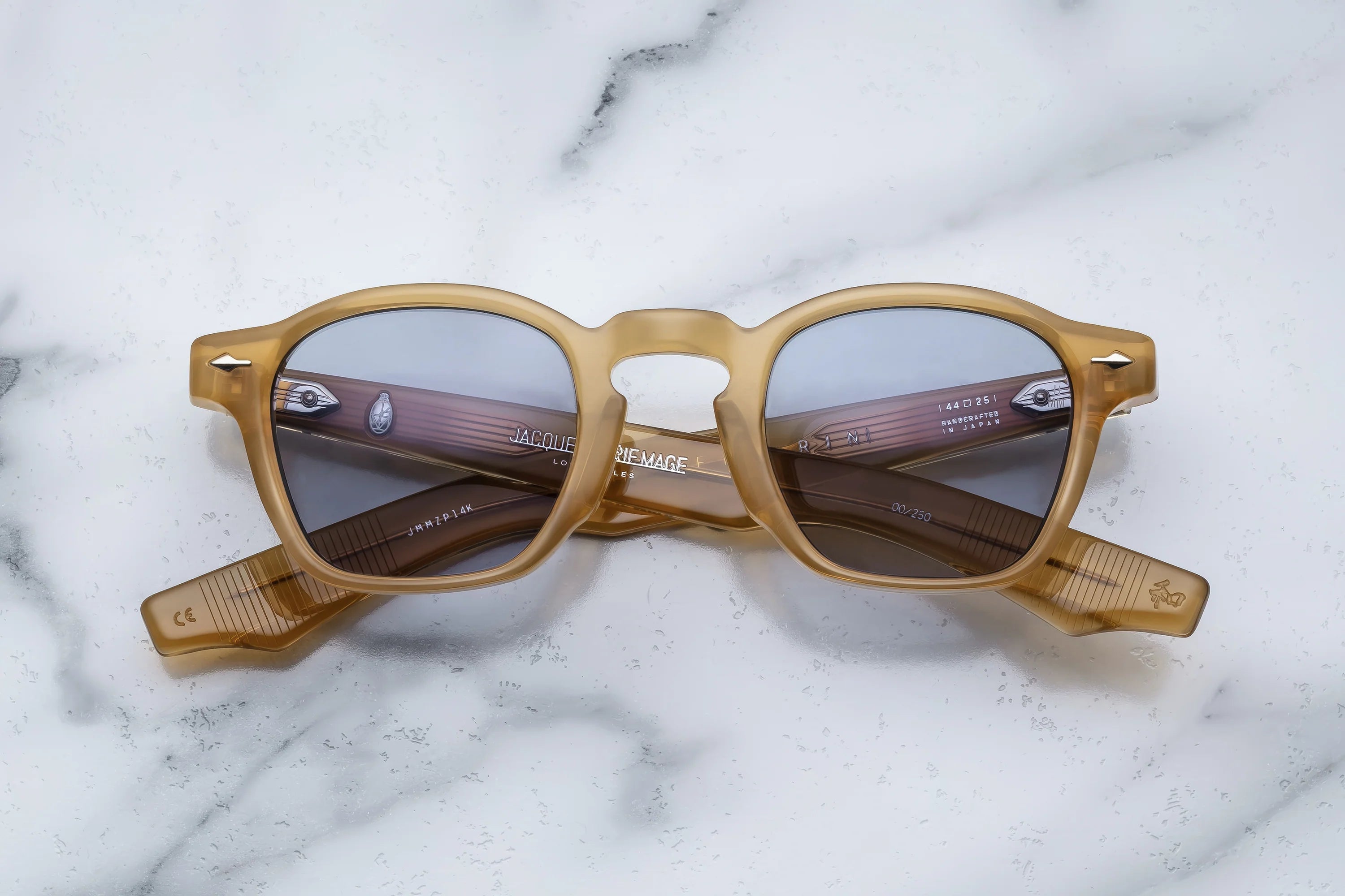 Jacques Marie Mage Zephirin (44mm) (Sunglasses) in 14K Saffron Pebble - Luxury Eyewear