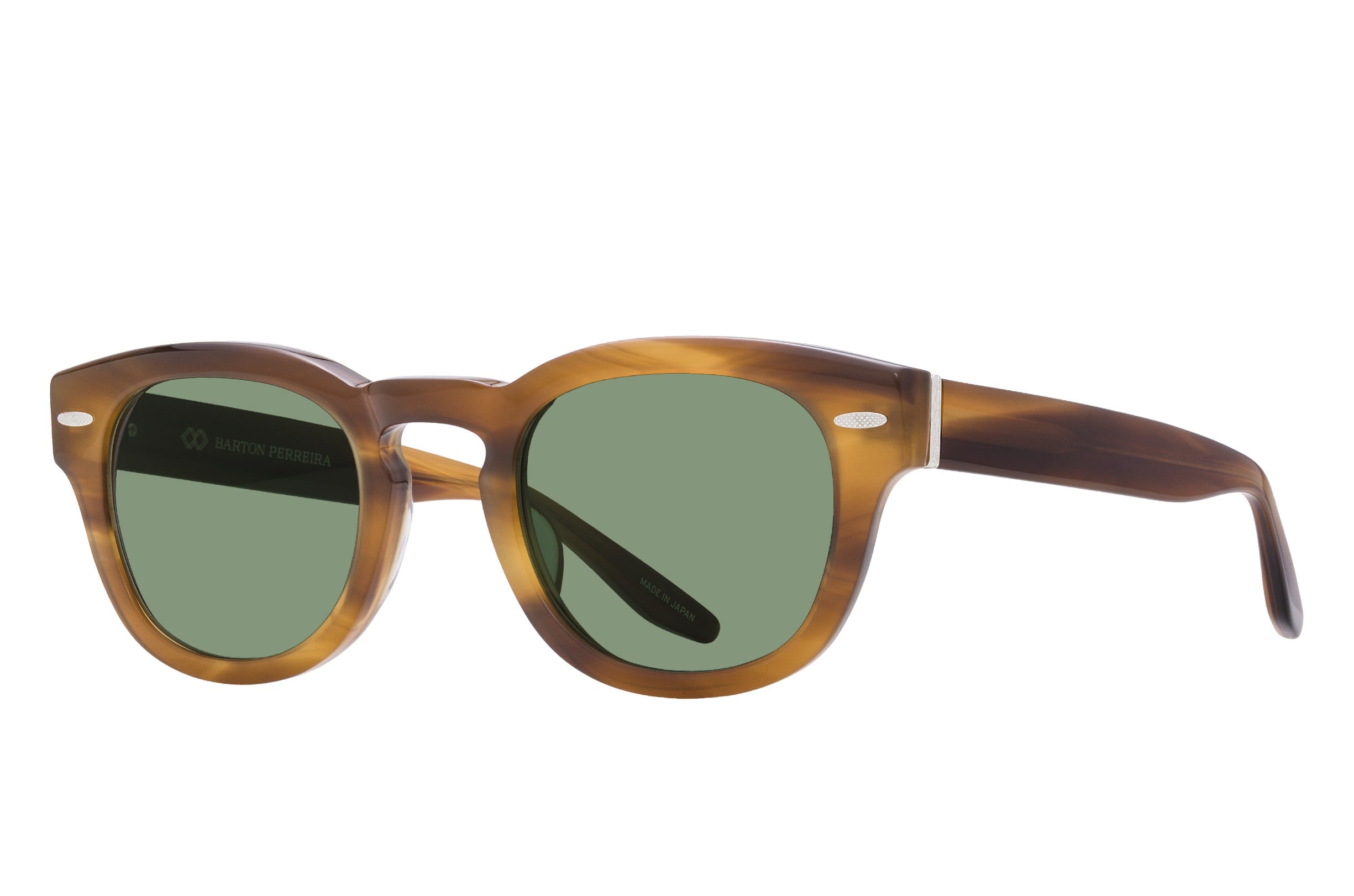 Barton Perreira Demarco sunglasses in Umber Tortoise / Silver / Bottle Green at Visionary Optics NYC