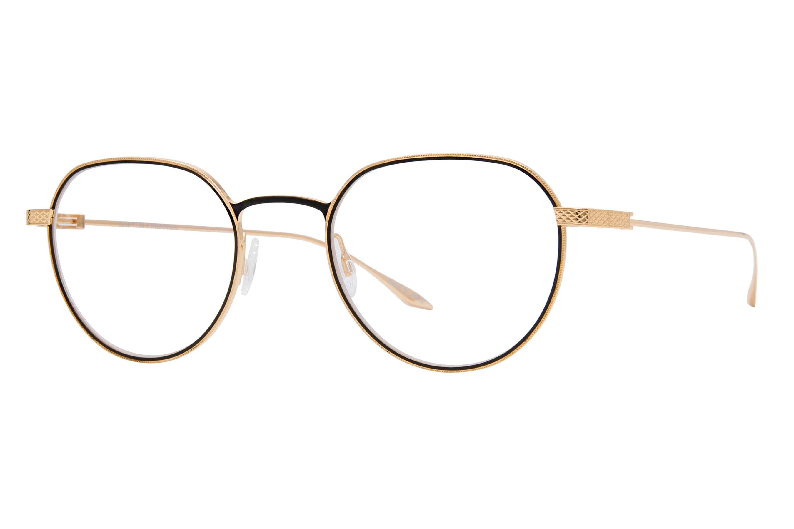 Barton Perreira Ebbets eyeglasses in Gold / Black Satin at Visionary Optics NYC