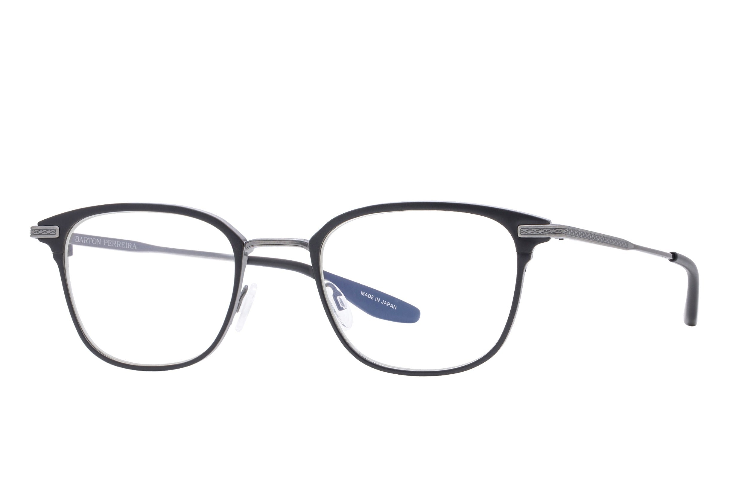Barton Perreira Elvgren eyeglasses in Black Satin / Pewter at Visionary Optics NYC