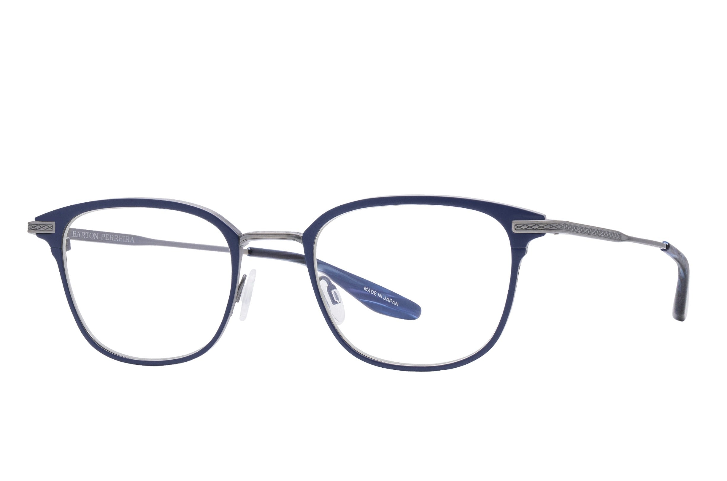 Barton Perreira Elvgren eyeglasses in Matte Navy / Pewter at Visionary Optics NYC