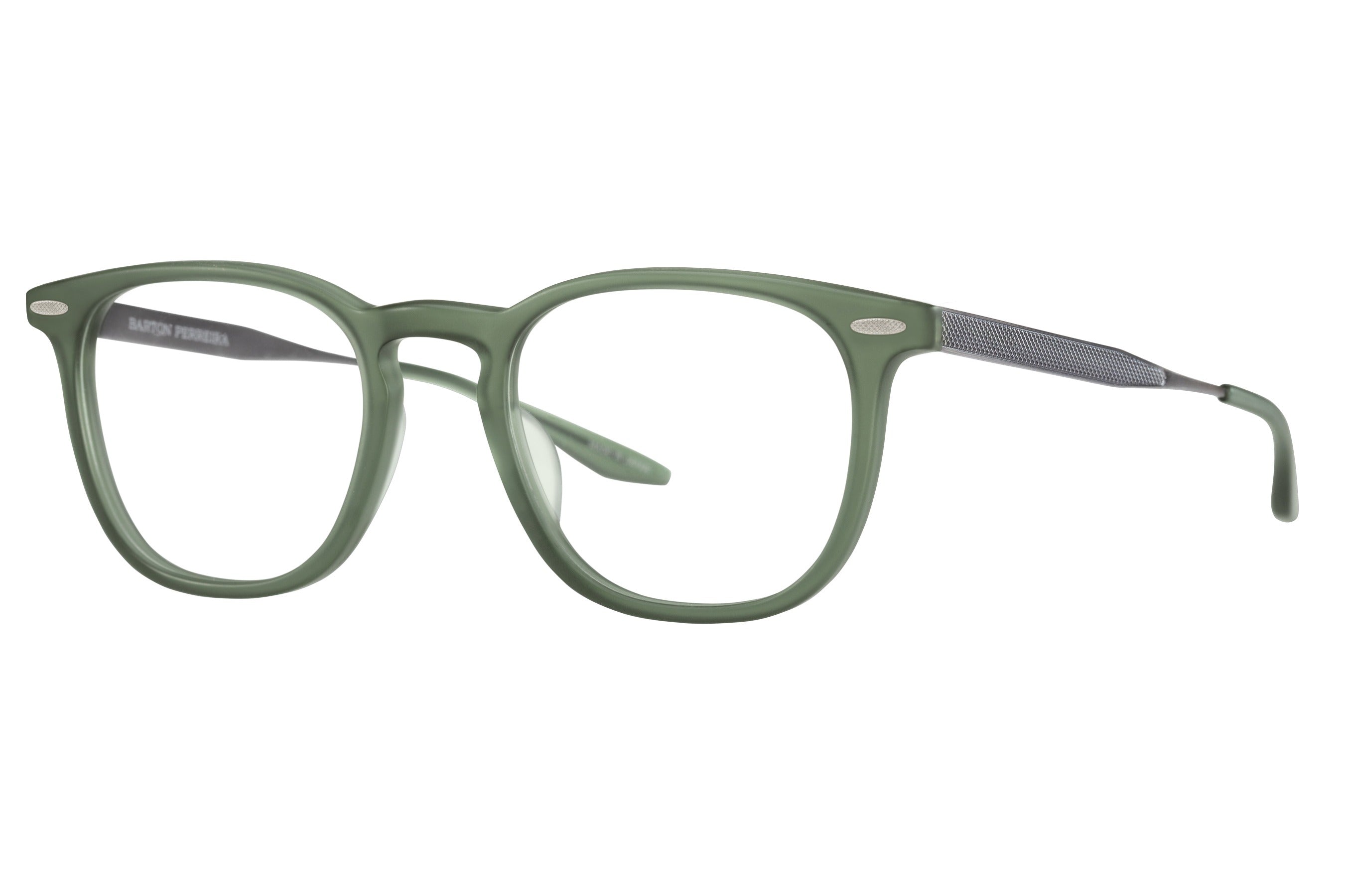 Barton Perreira Husney eyeglasses in Matte Olive Green / Pewter at Visionary Optics NYC