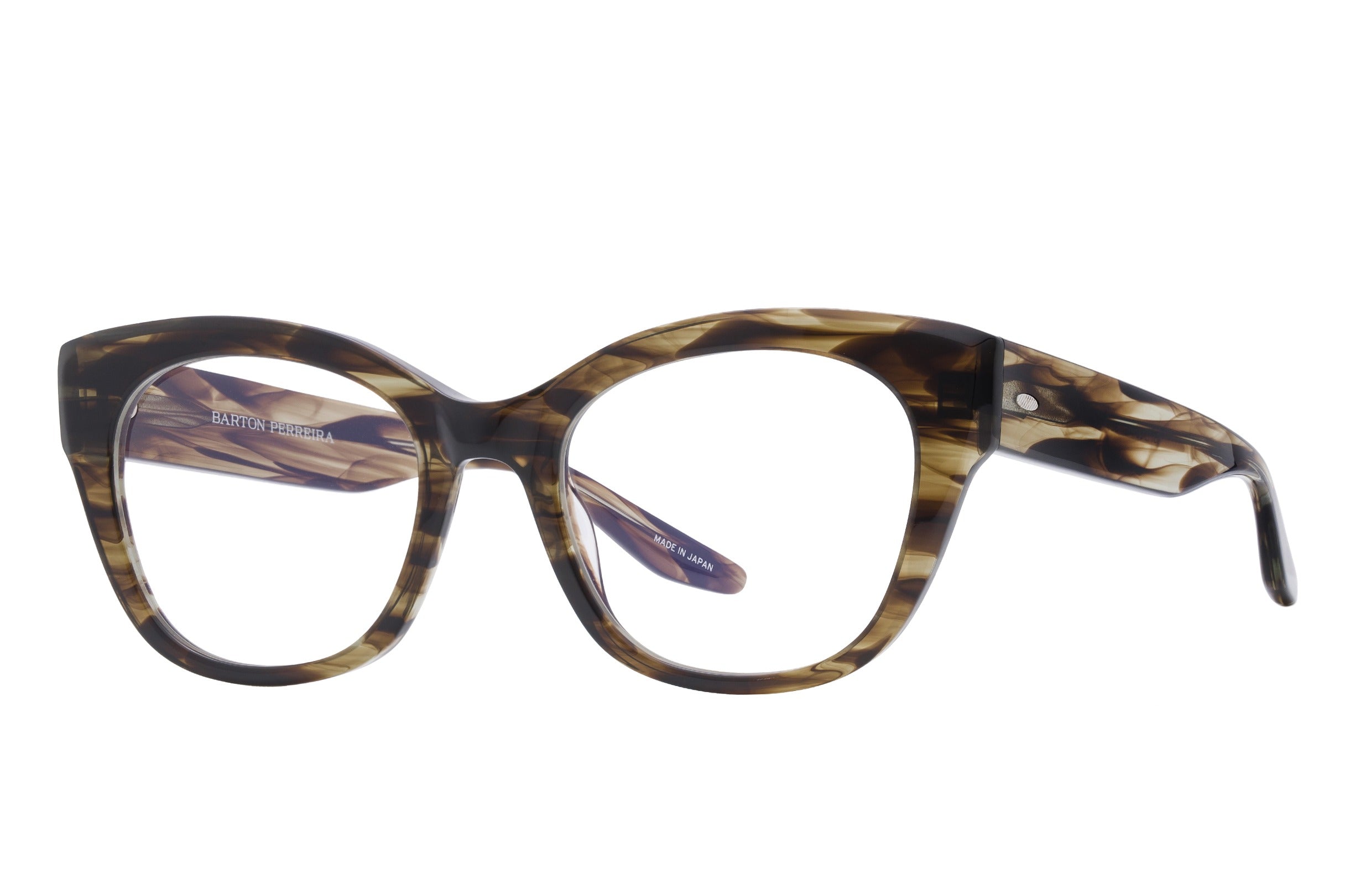 Barton Perreira Lucretia eyeglasses in Sulcata Tortoise at Visionary Optics NYC