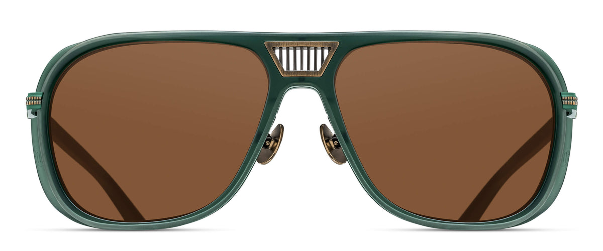 Matsuda M3023 V2 Sunglasses in Antique Gold - Matte Bottle Green