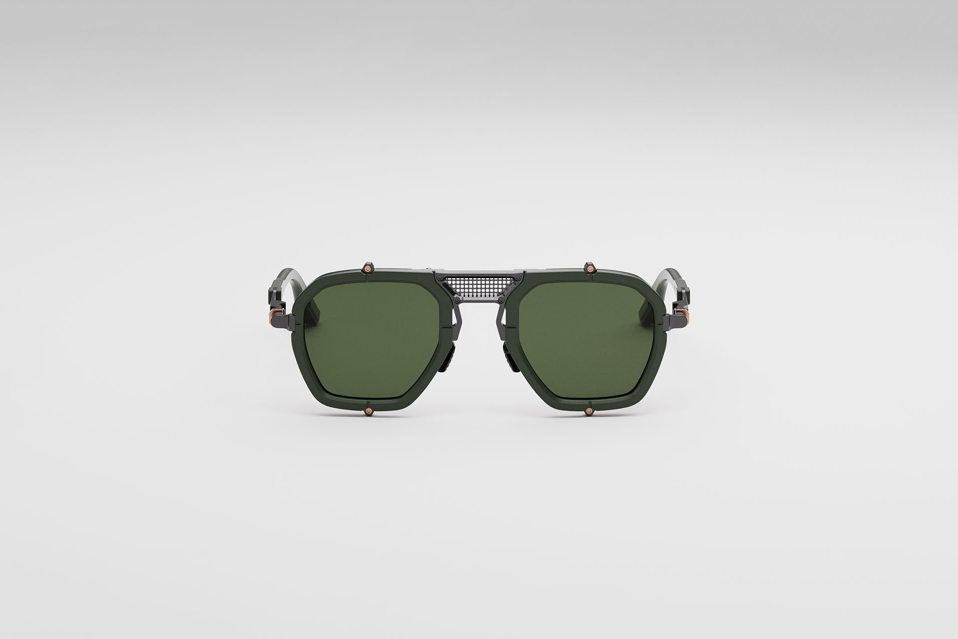 Movitra Nomad 02 sunglasses in C1 Solid Army with green ZEISS lenses, front view