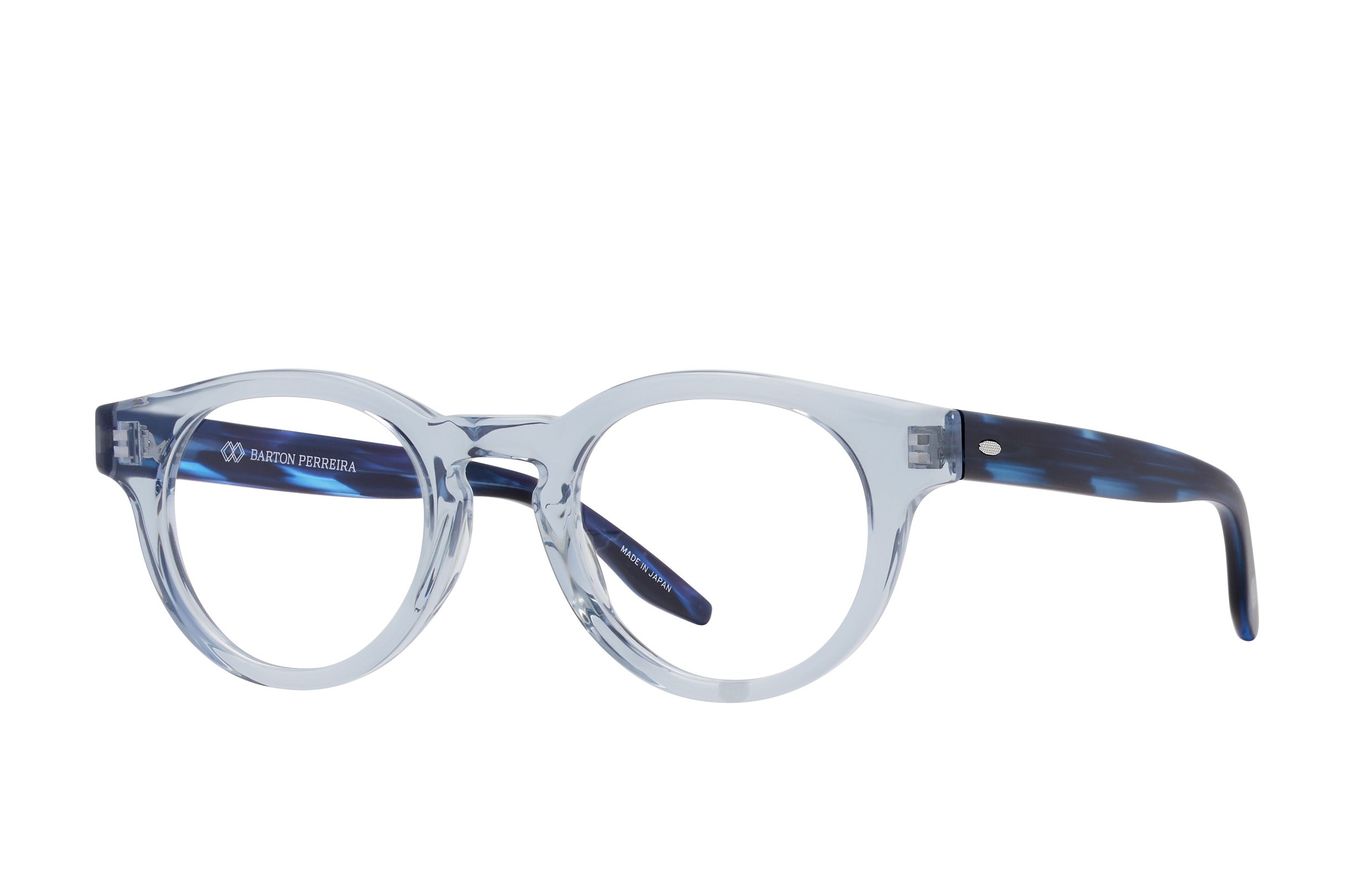 Barton Perreira Oxford eyeglasses in Blue Smoke / Matte Midnight at Visionary Optics NYC